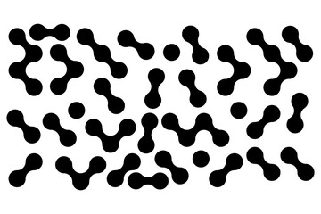 Abstract point movement connected round blobs transition metaballs.