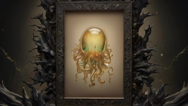 黒い額に閉じ込められた異世界の生物　AI動画