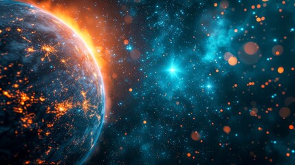 Obraz premium Digital world map globe with global network technology