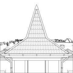 The roof of the Modern Building Tower Vector 01. View of the hipped roof. A hip roof, hip-roof, hipped roof.