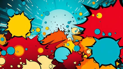 Fototapeta premium Comic bubbles, fashion background and creative line drawing