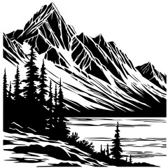 Arctic Tundra Landscape Vector Logo