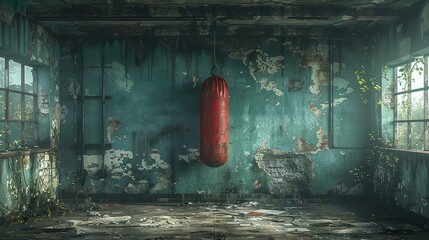 shabby boxing room - obrazy, fototapety, plakaty