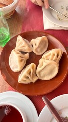 Hot and hearty khinkali on a plate