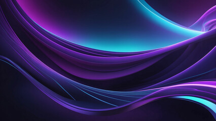 Naklejka premium A breathtaking composition of a purple and blue abstract background with curved lines serves as the backdrop for a sleek, futuristic object and the smooth 3D illustration vibrant color light wave