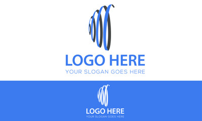 Blue Color Sound Ribbon Circle Logo Design