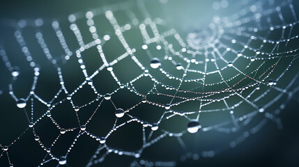 Obraz premium Bright spider web on dark black background