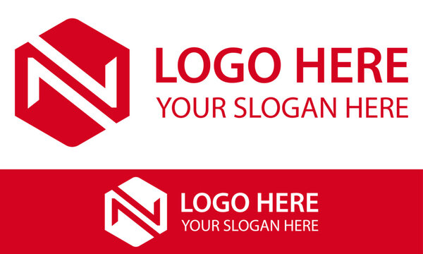 Red Hexagonal Initial Letter N Logo Design