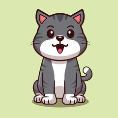 cute black cat sitting vector illustration