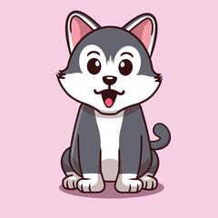 cute husky dog sitting vector illustration