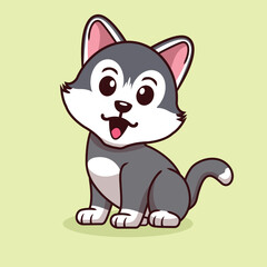 cute husky dog sitting position vector illustration