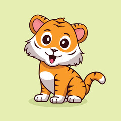 cute tiger sitting position vector illustration