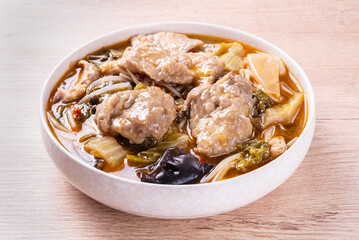 China Sichuan traditional cuisine -  Boiled fish with pickled mustard 