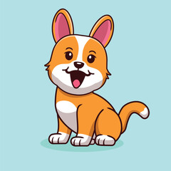cute corgi dog sitting vector illustration