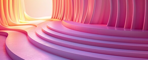 Sunrise hues over abstract pink layers creating a vibrant, modern background.