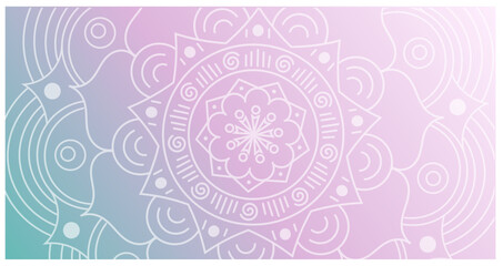 Yoga background texture. Dreamy gradient wallpaper with mandala pattern. Vector background for yoga, meditation poster.
