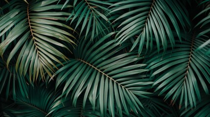 Lush green palm leaves creating a beautiful textured natural background for various design projects.