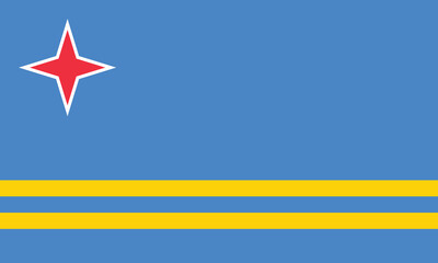 Flat Illustration of Aruba flag. Aruba national flag design. 