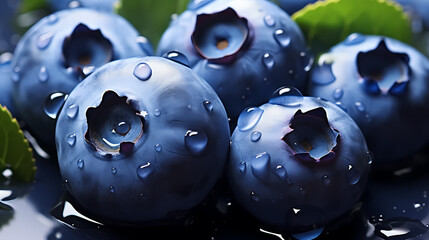 Detailed close-up of ripe blueberries