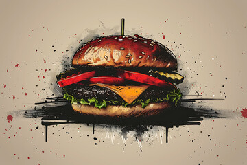 poster with Burger - fast food concept or decoration interior