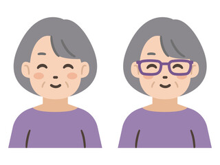 メガネをかけたシニア女性のイラスト