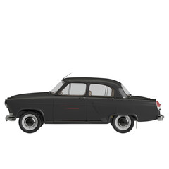 Black luxury classic car isolated on white background