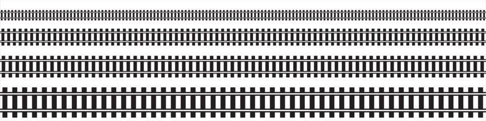 Railway Line, Rails Symbol, Train Tracks Sign, Railroad Pictogram, Railway Track Silhouette.  Editable vector illustration. © KD Vector Studio