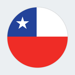 Flat Illustration of Chile national flag. Chile circle flag. Round of Chile flag.
