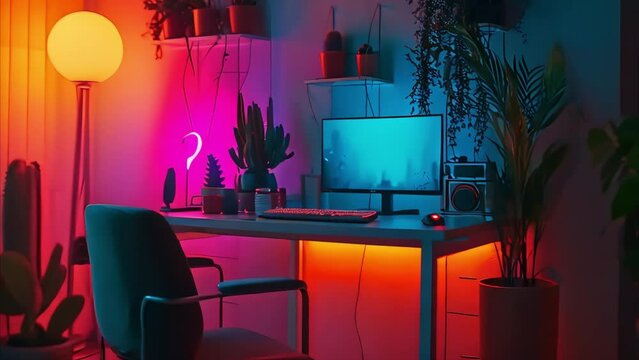 colorful pc set up Footage 4k