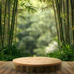 podium bamboo forest themed background