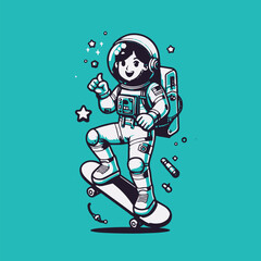 illustration of a child with skateboard