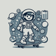 cartoon astronout vector illustrations