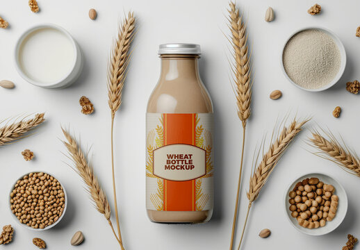 Wheat Bottle Mockup Template