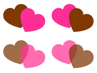 バレンタインカップルハートセット：桃茶