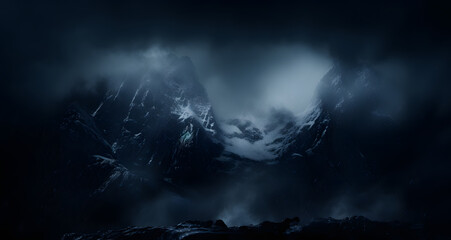 some mountains under a very dark sky