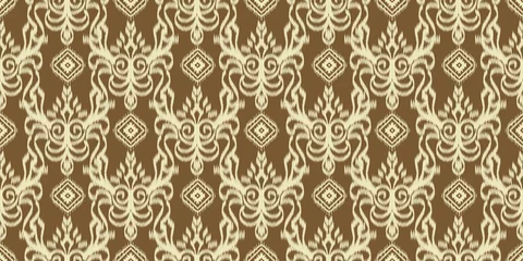 Zelfklevend Fotobehang Ikat Flower Pattern Ethnic Geometric native tribal boho motif aztec textile fabric carpet mandalas African © saifon