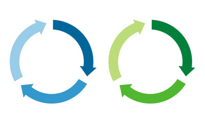 円形に並ぶ3本の矢印	青と緑のアイコンセット