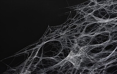 Hyper cobweb spider texture on dark background. copy text space.