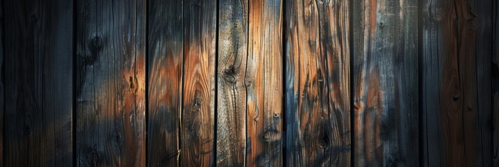 Dark Wood Background With Light. Generative AI