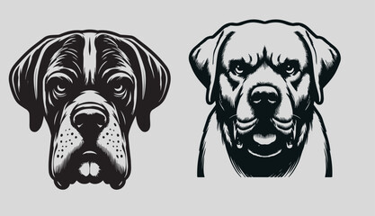 black and white illustration of dog