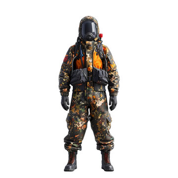 Man in Camouflage Suit and Helmet