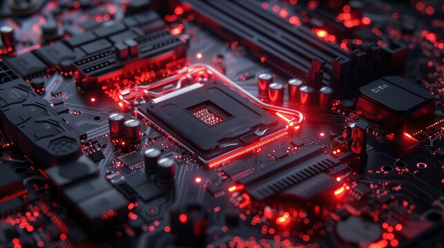 Closeup of motherboard of a computer