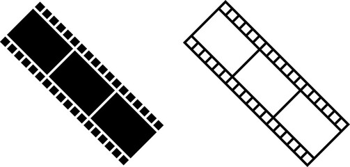 film strip icon, sign, or symbol in glyph and line style isolated on transparent background. Vector illustration