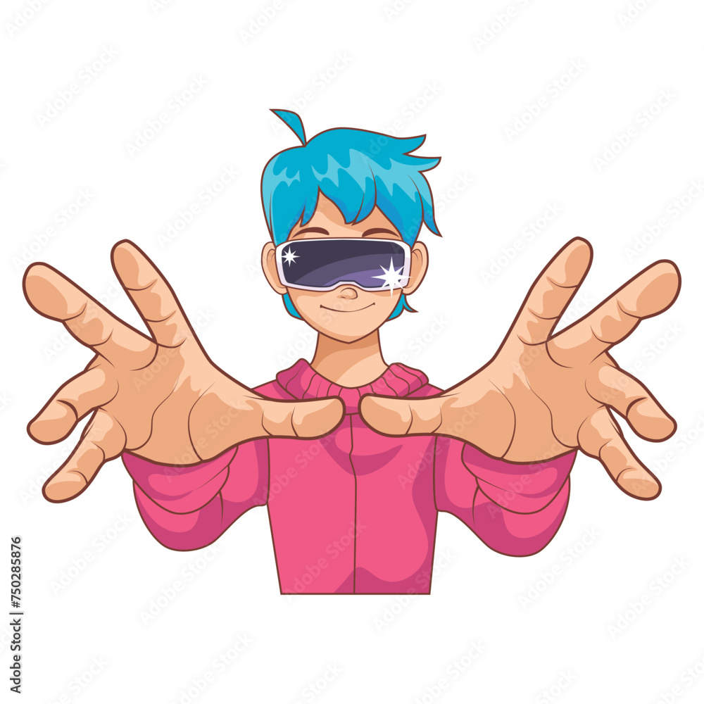 Wall mural virtual reality gamer boy