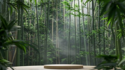 podium bamboo forest themed background