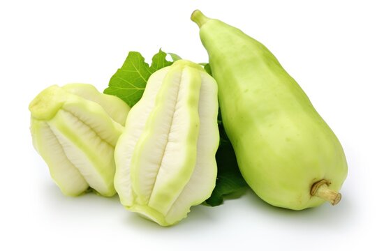 Chayote, vegetable , white background.
