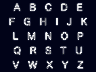 光るアルファベット素材セットB：白