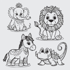 set of cartoon animals