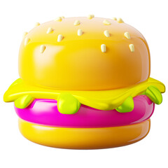 3D Icon Burger Illustration