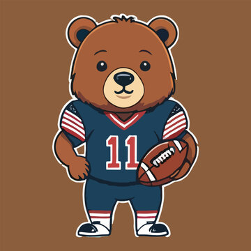 vector isolated cute bear play american footbal